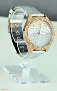 KOSTENLOSER Versand USA schicke Damenuhr GUESS silber Leder Stahl Damen schön - Bild 1 von 6