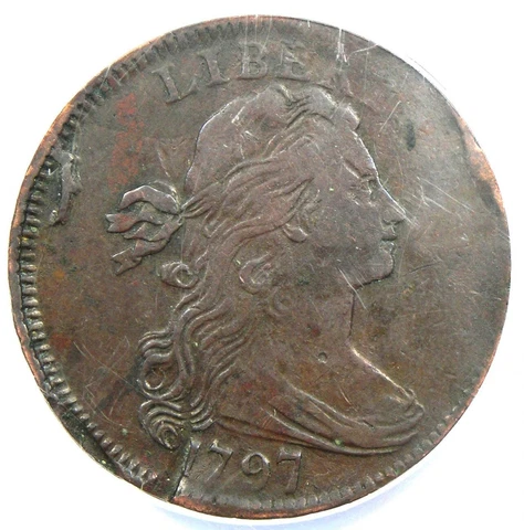 1797 Draped Bust Large Cent 1C Coin S-130 - ANACS VF30 Details - Rare Date! Cover