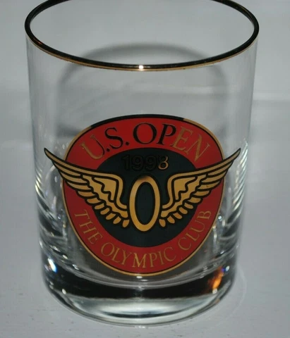 1998 U.S. Open golf tournament highball glass, scarce, EX+, Olympic Club Cover