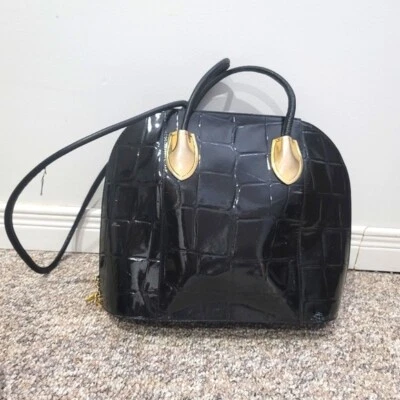 Bolso de Hombro Due Fratelli Canadá Cuero Genuino Negro Milán París Cúpula Foto 1 de 4