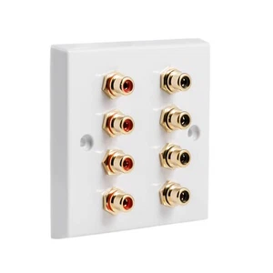 RCA x 8 Phono AV Audio Wall face plate White - SOLDER - Picture 1 of 6