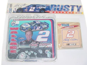 RUSTY WALLACE WinCraft #2 UNTERSETZER SET - MAUSPAD - 2 3/4"X15 3/4" FENSTERKLAMMER - Bild 1 von 1