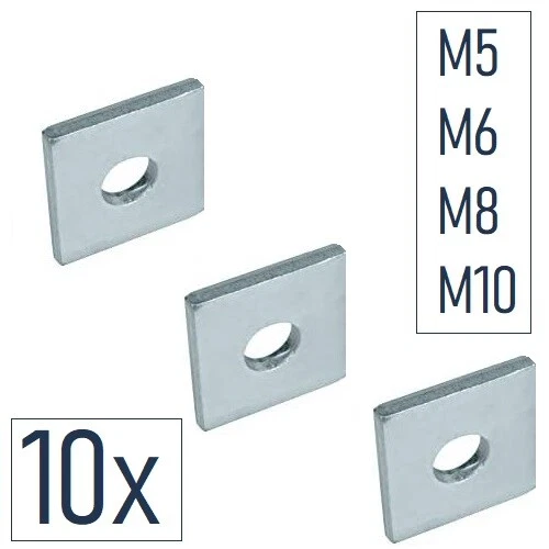 10X Nutensteine Gewindeplatte M5 M6 M8 M10 vierkant Quadratische Unterlegscheibe - Bild 1 von 1