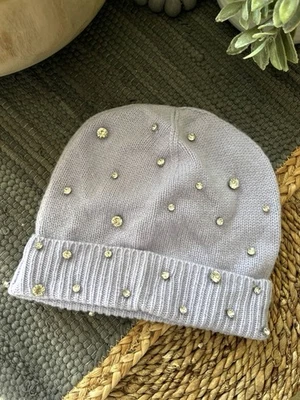 Gorro Charter Club de lujo 100 % cachemir estrás orquídea $119 nuevo con etiquetas Foto 1 de 4