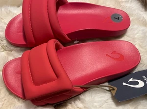 OluKai Sunbeam Slide Damen Sandalen Lehua Flower Red Größe 7 NEU - Bild 1 von 5