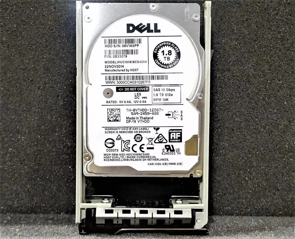 Dell HUC101818CS4204 VTHDD Dell 1.8TB 10KRPM 12Gb/s 2.5" SAS SERVER HDD - Image 1 of 1