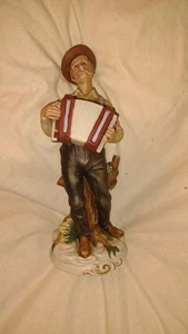 Vintage Old Man Musician with Accordion Music Figurine 11" Tall - Picture 1 of 5