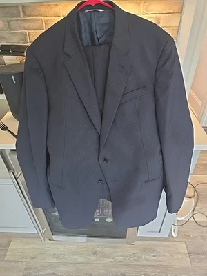  Armani Collezioni Suit Mens 46L Navy Blue 2 Button Wool Canvas Italy 36x31 Pant - Image 1 of 4