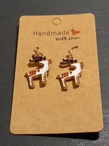 Handmade Christmas Reindeer dangly earrings brand new - Picture 1 of 3