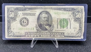 1928 $50 Bill Dollar Currency US Chicago G02318818A Redeemable In Gold Z101 - Picture 1 of 2