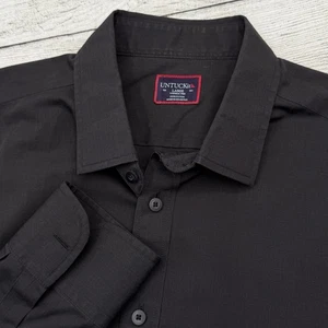 UNTUCKit Shirt Mens L Wrinkle Free BlackStone with Red Long Sleeve Button Up - Picture 1 of 5