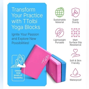 NUOVO Yoga Blocks Set 2 Pack Fascia Elastica Danza e Guida Antiscivolo EVA Foam Block - Foto 1 di 7