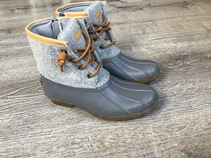Sperry Youth Girls Saltwater STK163900 Boots Shoes Grey Girls 2m Duck Boots - Picture 1 of 12