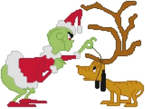 KREUZSTICH + BASTELMUSTER Weihnachten Grinch Cartoon Hund Geweih Rentier Max - Bild 1 von 16