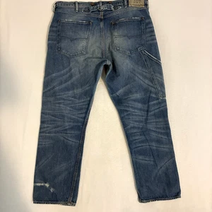 Polo Ralph Lauren Cortlandt Buckle Back Jean 38x30 Suspender Buttons Distressed - Picture 1 of 18