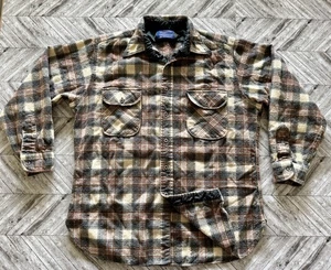 Pendleton Shirt Mens XL Brown Plaid Wool Button Up USA Outdoor Hiking Cowboy Y2K - Picture 1 of 7