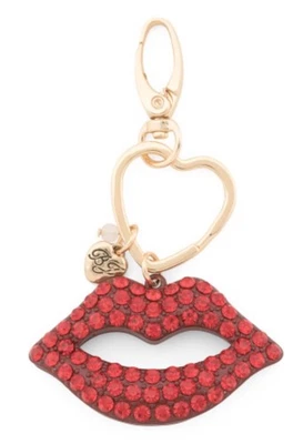 NUEVO BETSEY JOHNSON Estrás Rojo Labios Bolso Dije/Llavero Foto 1 de 4