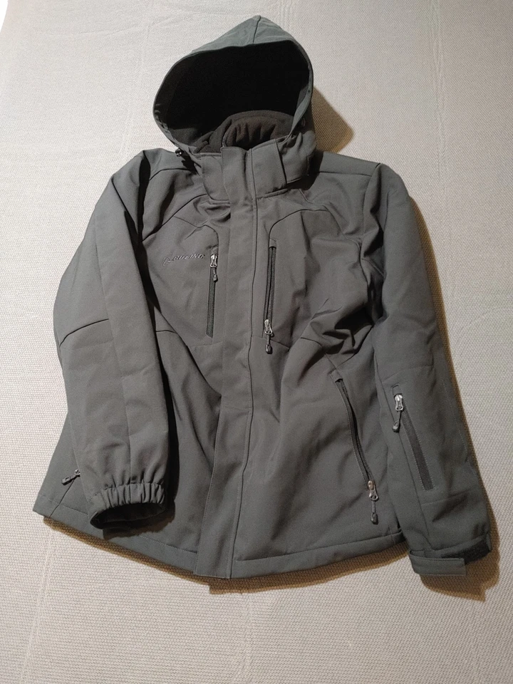 Abrigo de lluvia forrado con capucha de invierno pesado gris oscuro de la marca Boeing para hombre. Foto 1 de 4