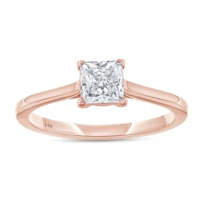 1.00 Ct Princess Cut Diamond Solitaire Engagement Ring 14K Rose Gold Lab Grown - Image 1 of 4
