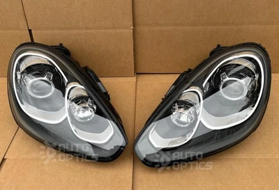 2015 2016 2017 2018 Porsche Cayenne LH + RH Headlight HID AFS Adaptive - Image 1 of 4