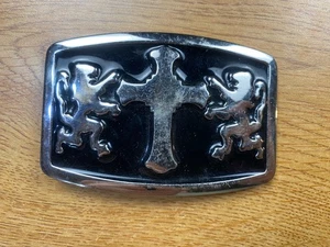 Cross and Lions Belt Buckle - Picture 1 of 4