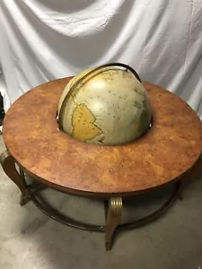Ernest Hemingway Le Monde Coffee Table Brass Burl World Globe Cocktail USSR MCM - Picture 1 of 12