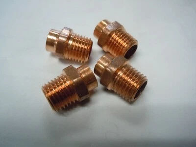 FASTENAL 1/4" C x M-NPT Wrot Copper Pipe Adapter. Lot of 4 pieces