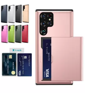 For Samsung Galaxy S23 S22 S21 Credit Card Holder Wallet Slide Phone Case Cover - Picture 1 of 33