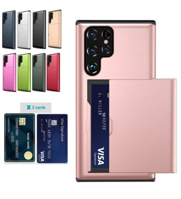 Para Samsung Galaxy S23 S22 S21 Portatarjetas de Crédito Billetera Deslizable Teléfono Estuche Cubierta