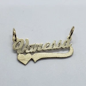 10K Solid Yellow Gold Handmade Personalized Custom Name Pendant Charm with Heart - Picture 1 of 10