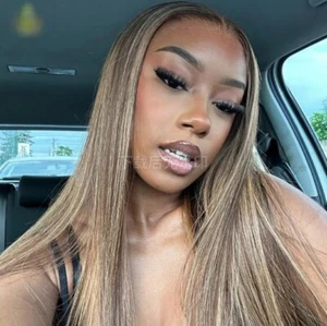 Highlight Straight 13x4 Lace Frontal Wig Human Hair Pre-plucked - Picture 1 of 8