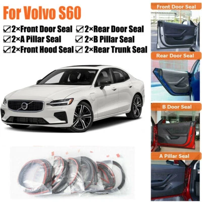 Door Rubber Seal Strips Weather Draft Wind Noise Reduction Kit For Volvo S60 - Image 1 of 4