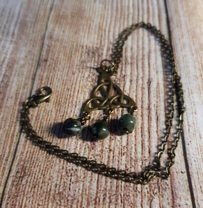 Necklace with Bronze Infinity or Triquetra Pendant. Bronze Chain. Handmade - Picture 1 of 11