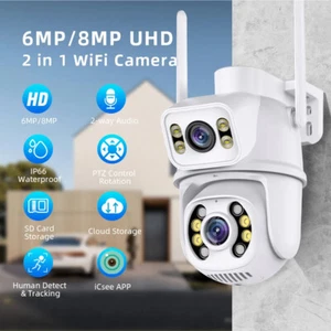 4MP Dual Lens Wireless 360° Outdoor CCTV Camera Night Vision Infrared Surveillan - Picture 1 of 19