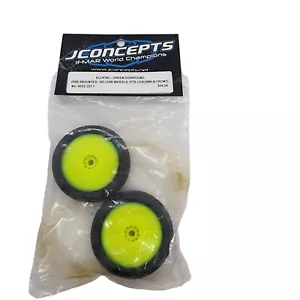 JConcepts Yellow Wheels Ellipse Green Compound Pre-Mounted For Losi Mini-B Front - Picture 1 of 4
