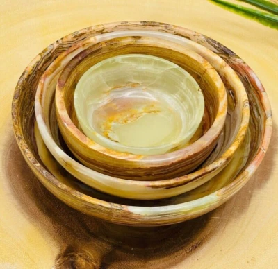 Cuenco de cristal de ónix verde con bandas, plato decorativo y para servir, regalo navideño Foto 1 de 4