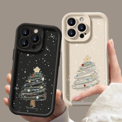 For iPhone 16 15 17 Pro Max Air 14 13 12 11 XR 8 Christmas Tree Santa Case Cover - Image 1 of 4