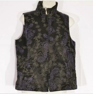 Chicos size 1 medium lightweight Purple Black Silver Vest with embroidery - Picture 1 of 12