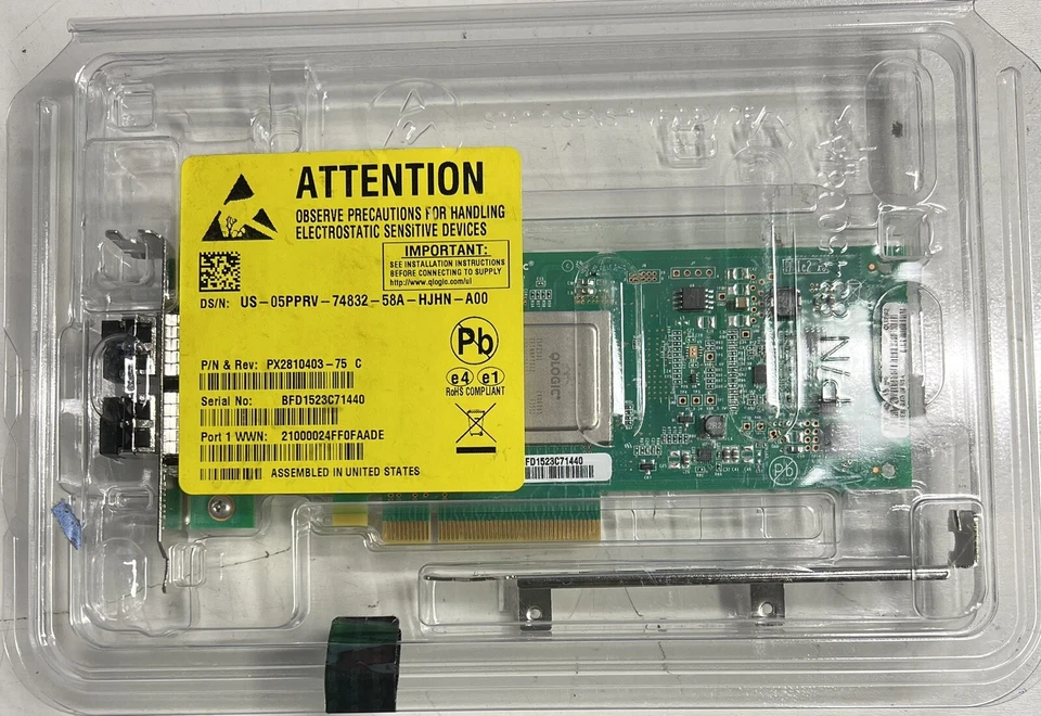Q-Logic QLE2562 Dual Port Fibre Channel Host Bus Adapter PX2810403-75 C - Image 1 of 3