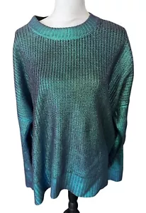 Maglione Beach Riot Anthropologie Callie lamina metallizzata verde galassia lucentezza taglia XL - Foto 1 di 4