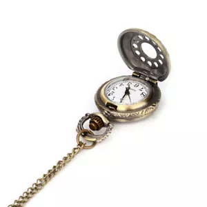 Vintage Steampunk Retro Bronze Design Pocket Watch Quartz Pendant Necklace Gifts - Picture 1 of 5