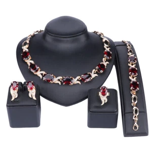 Collana donna nuova placcata oro cristallo zirconi ciondolo festa matrimonio set gioielli - Foto 1 di 119