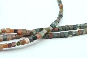 NELLYS 1 Strang Fancy Jaspis ca. 4mm Perlen Edelsteine Würfel - Bild 1 von 2