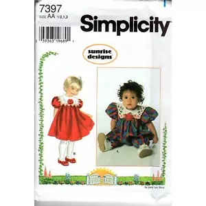Simplicity 7397 Modello da cucire: abito e tuta per bambini e bambini, taglia da 6MO a 2 - Foto 1 di 2
