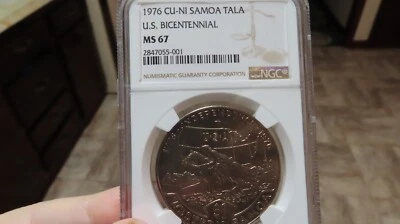 Western Samoa 1 Tala 1976 USA Map Paul Revere NGC MS 67 US Bicentennial - Image 1 of 4