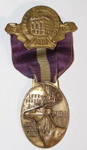 B.P.O.E. Medalla Elks 1921 Jersey City Lodge #211, Greenduck Co., Chicago - Imagen 1 de 5