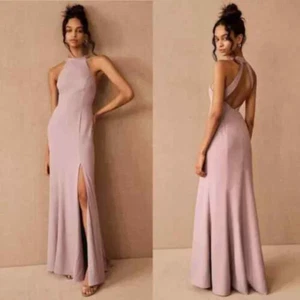 BHLDN Serephina Crepe Maxi Dress Size 10 In Blush Dusty Pink Rose - NWT - Picture 1 of 10