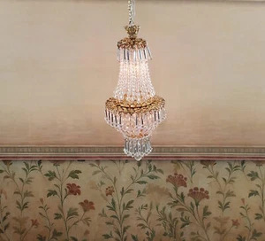 Dollhouse Crystal Chandelier "Chloe Deluxe" Real Glass 12 Volt 1:12 Scale - Picture 1 of 6