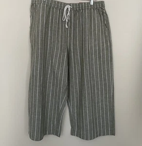 Beach Lunch Lounge Margot NWT Women's Capri Olive White Striped Size XLG - Picture 1 of 10