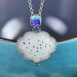 I05 Pendant To Open for Aromatherapy Blumenrelief Jade Silver 925 - Imagen 1 de 12